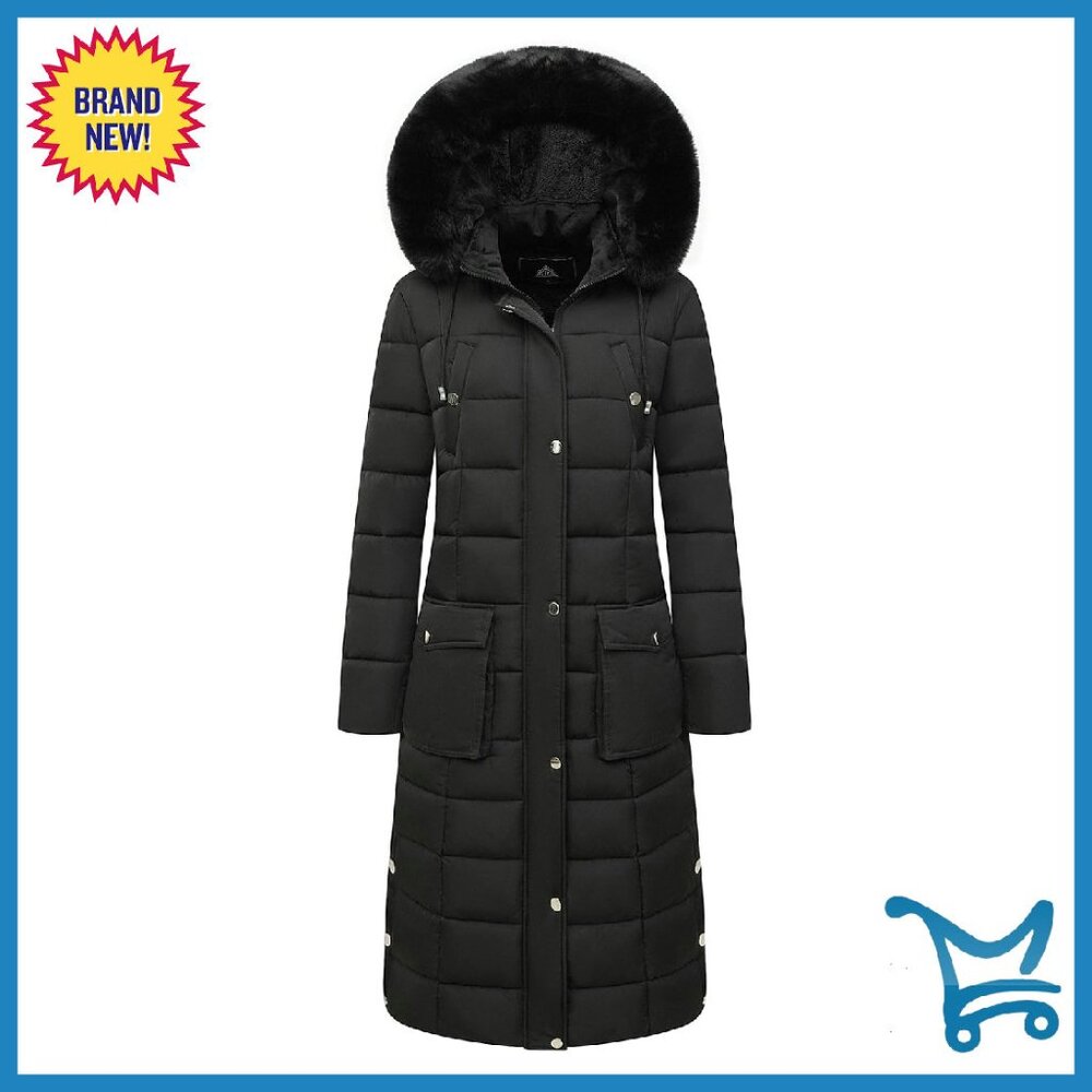 Women's Waterproof Long Puffer Jacket With Detachable Hood